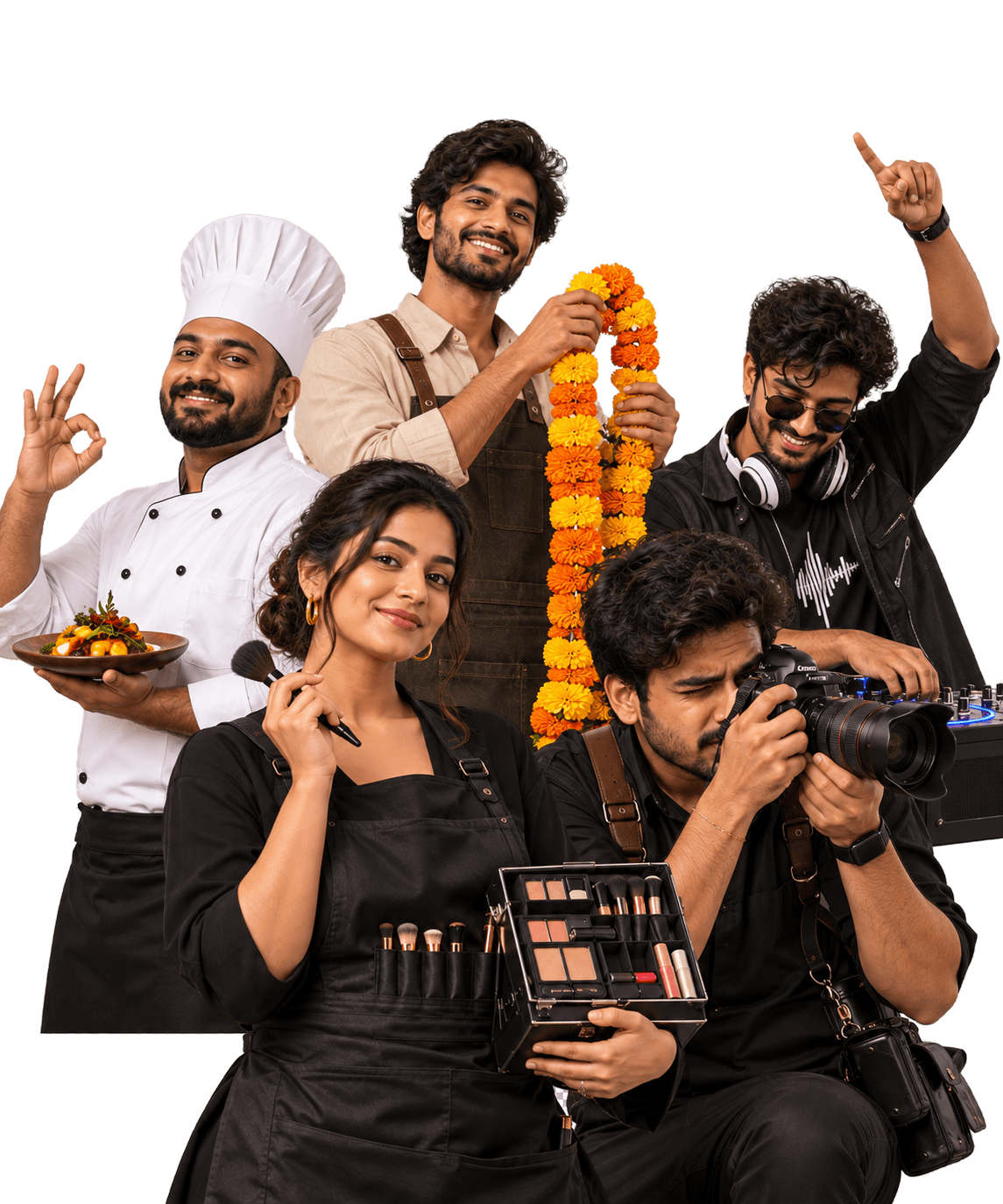 Vendors on Eventory — chef, decorator, DJ, makeup artist and photographer