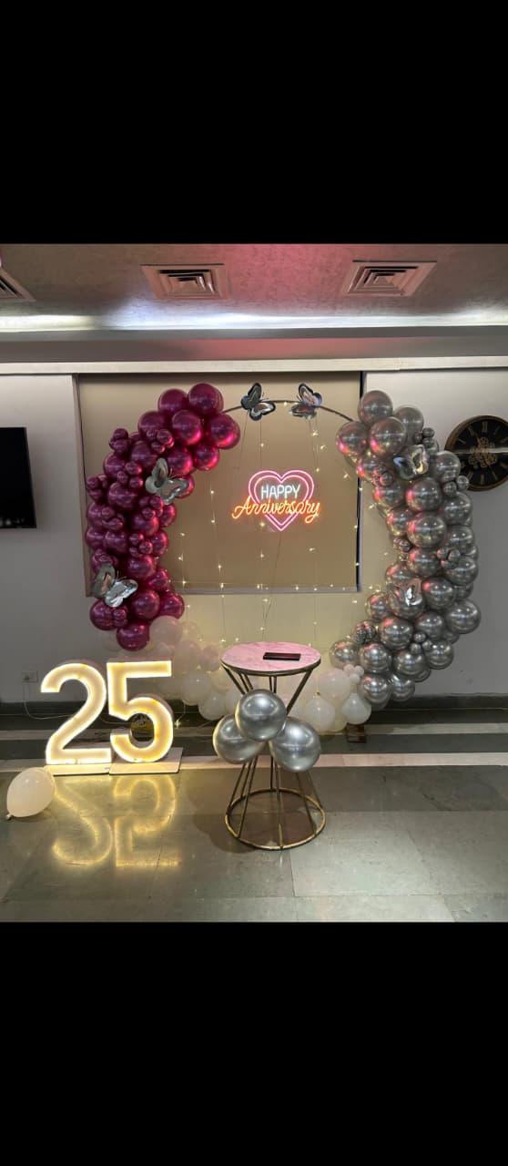 Silver and Burgendy 25th anniversary celebration