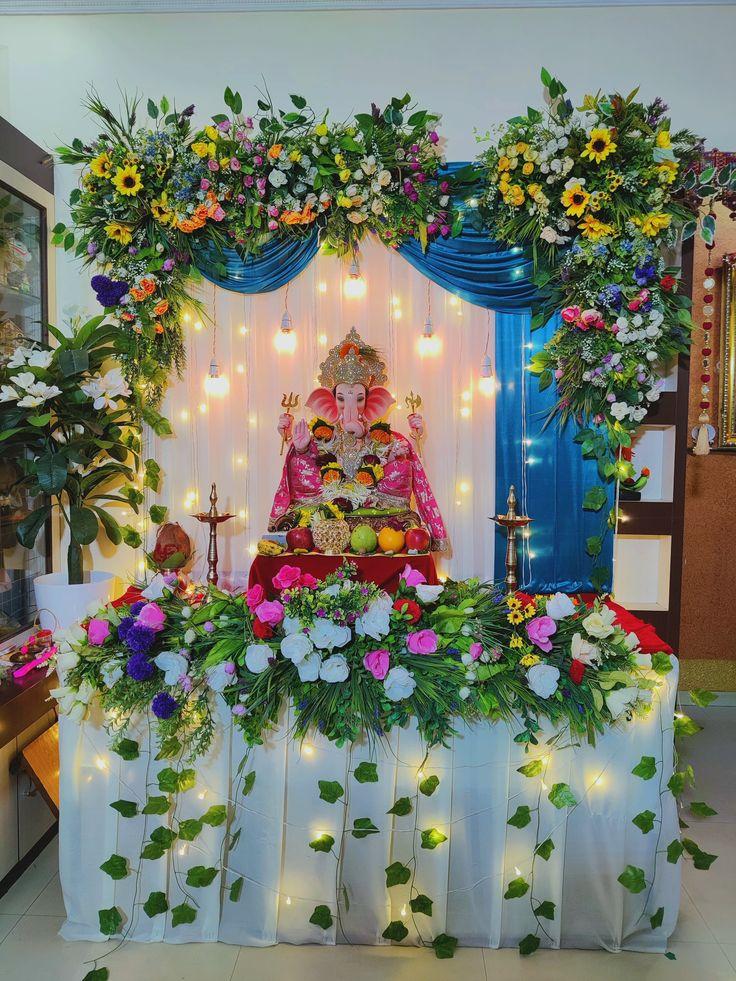 Royal Floral Ganesh Chaturthi Decoration
